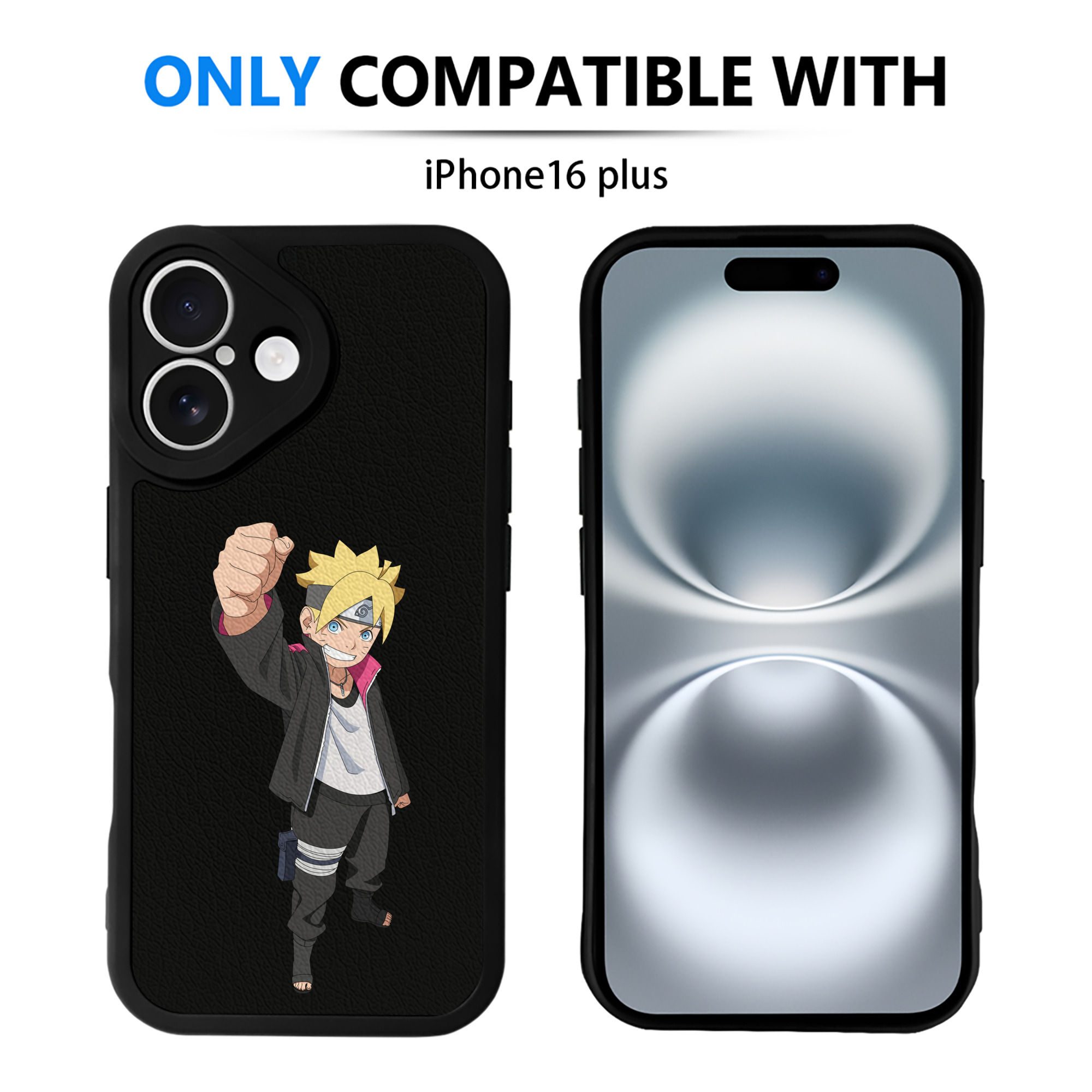 （画像用） NARUTO -ナルト- うずまき ボルト Uzumaki Boruto 【iPhone 16シリーズ対応】シリコンスマホケース（レザー調） 材質：シリコン